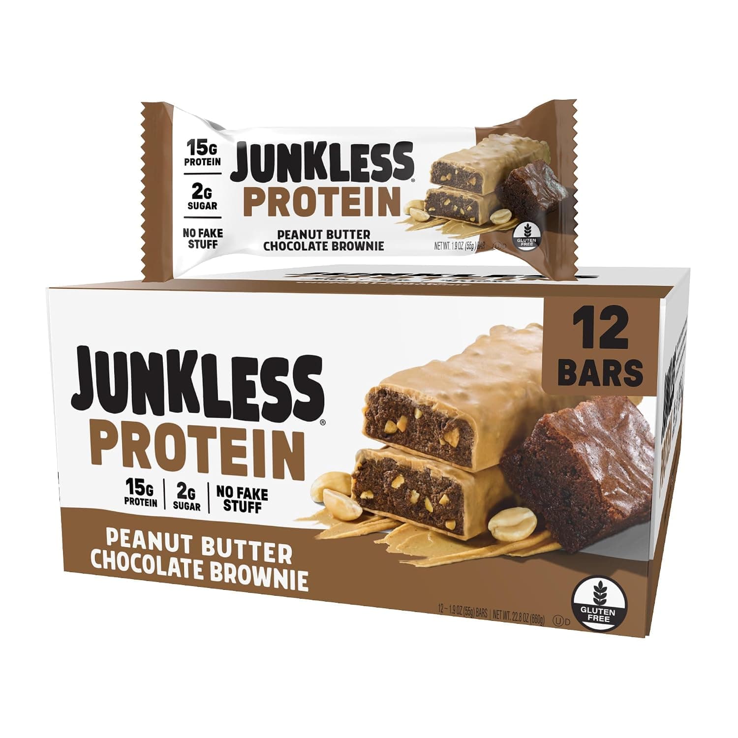 JUNKLESS Protein Bar Peanut Butter Chocolate Brownie